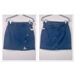 We The Free Clubhouse Blue Denim Mini Skirt Sz 6 Cotton Blend NWT